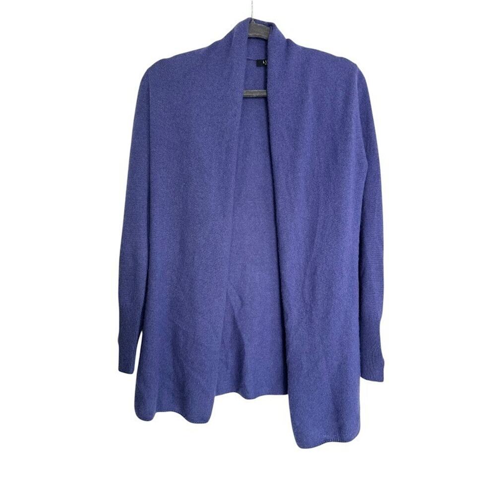 Lusso Womens Cashmere Royal Blue Cardigan‎ S Regency Cozy Core Quiet Luxury FLAW